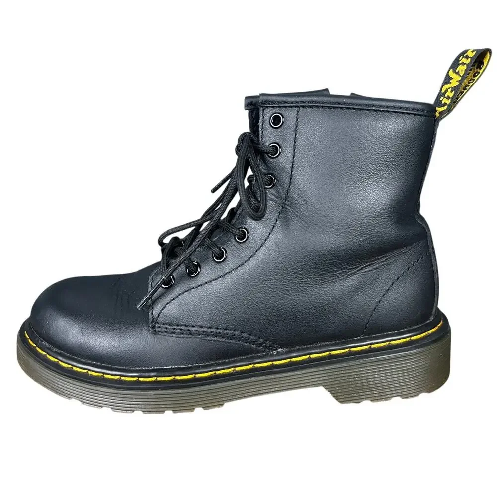 Dr. Martens Kids 1460 J Black Leather Lace Up Combat Boot Size US 2